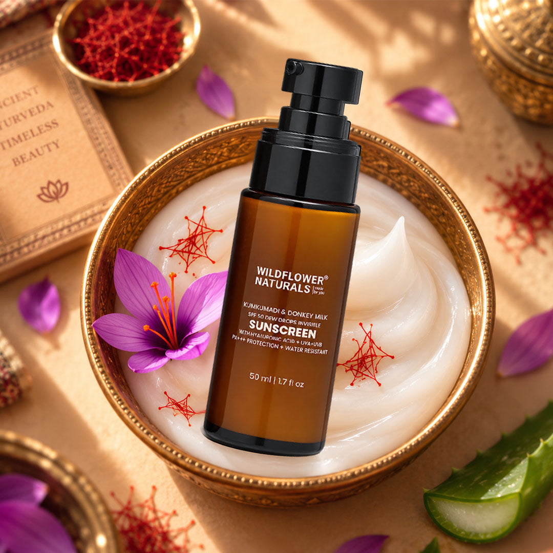 Kumkumadi & Donkey Milk SPF 50 Dew Drops Invisible Sunscreen with Hyaluronic acid + UVA + UVB +  PA+++ Protection + Water Resistant
