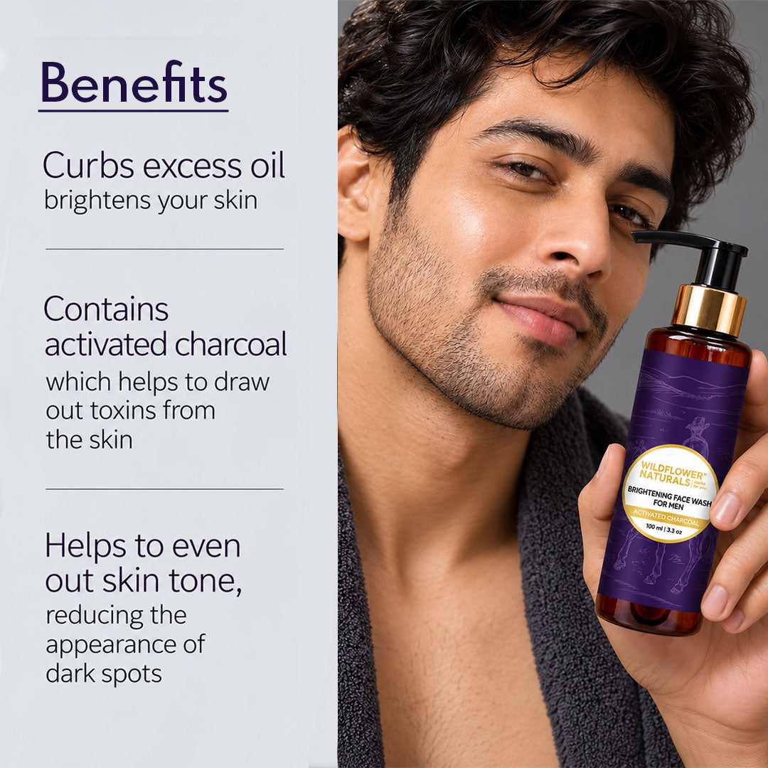 Brightening Face Wash for Men with Activated Charcoal - Wildflower Naturals