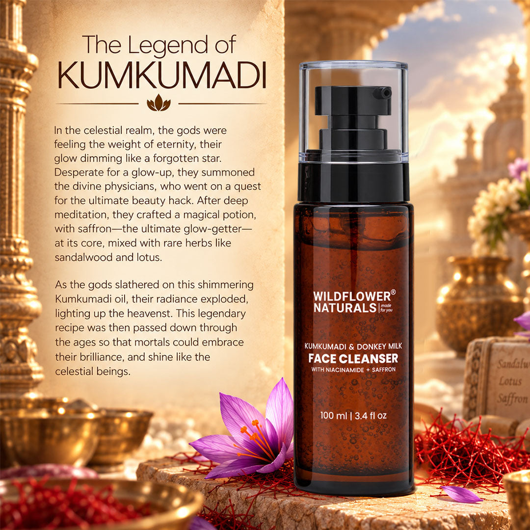 Kumkumadi + Donkey Milk Face Cleanser with Niacinamide & Saffron - Wildflower Naturals