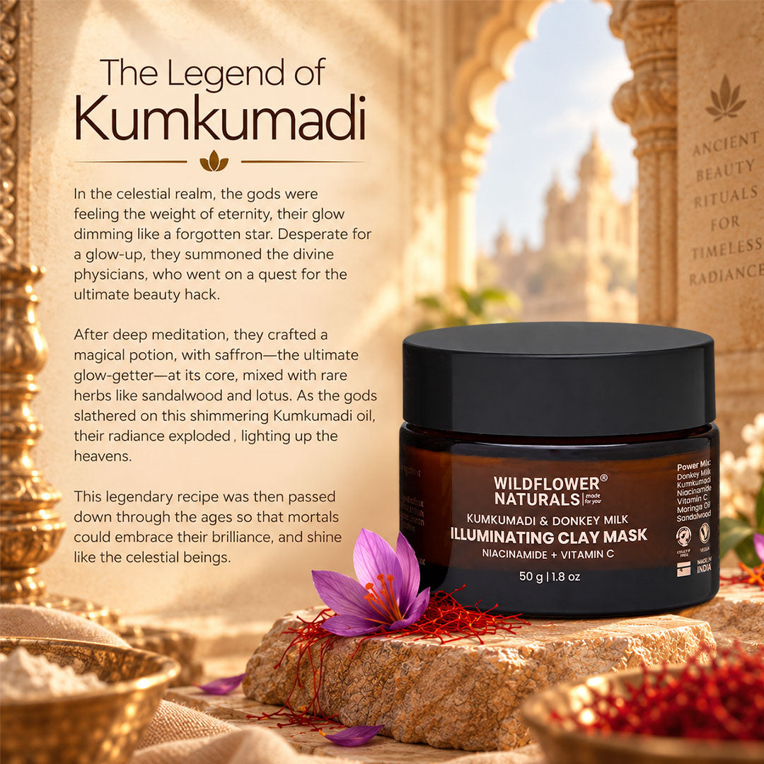 Kumkumadi & Donkey Illuminating Clay Mask with Niacinamide + Vitamin C - Wildflower Naturals