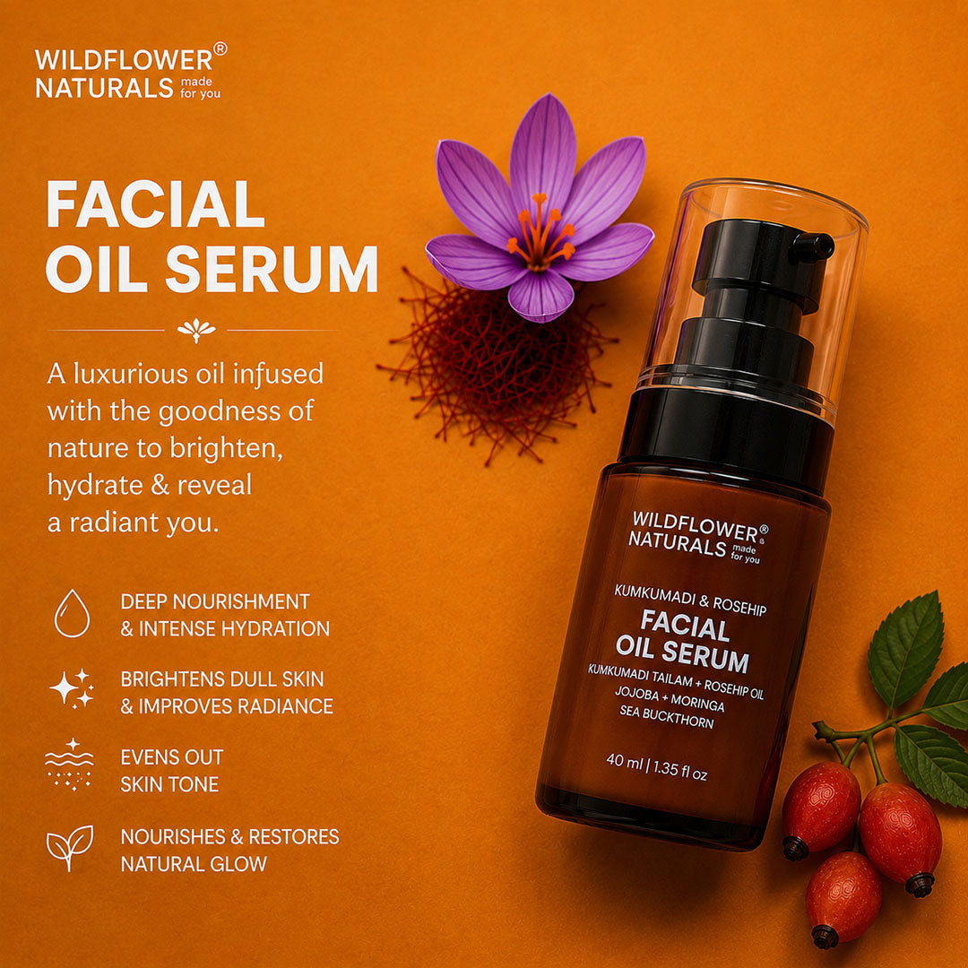 Kumkumadi &  Rosehip Facial Oil Serum with Jojoba oil + Moringa oil