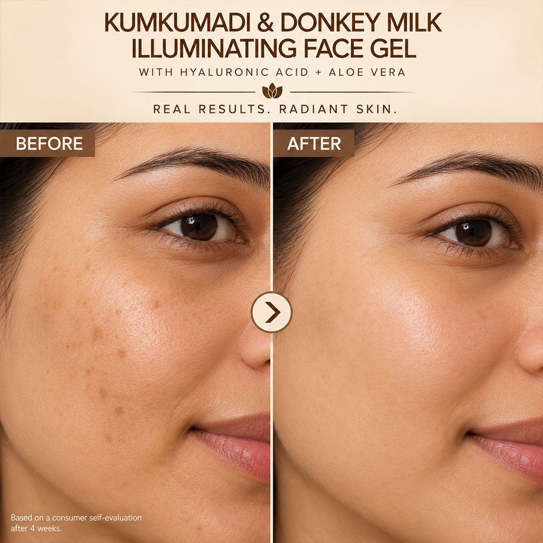 Kumkumadi & Donkey Milk Illuminating Face Gel  with Hyaluronic acid + Aloe vera - Wildflower Naturals