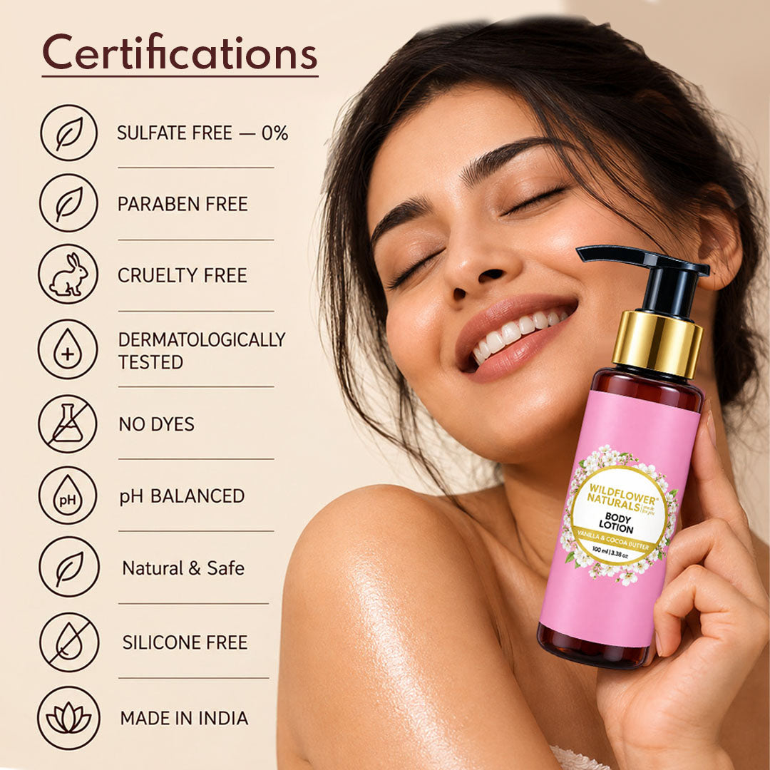 Body Lotion With Vanilla & Cocoa Butter - Wildflower Naturals