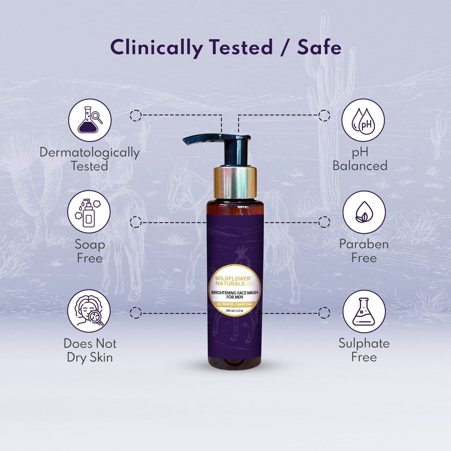 Brightening Face Wash for Men with Activated Charcoal - Wildflower Naturals