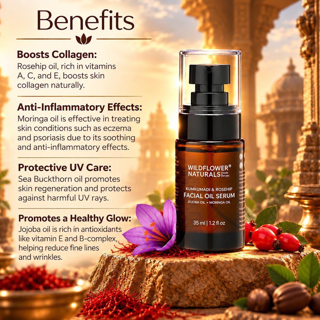 Kumkumadi &  Rosehip Facial Oil Serum with Jojoba oil + Moringa oil
