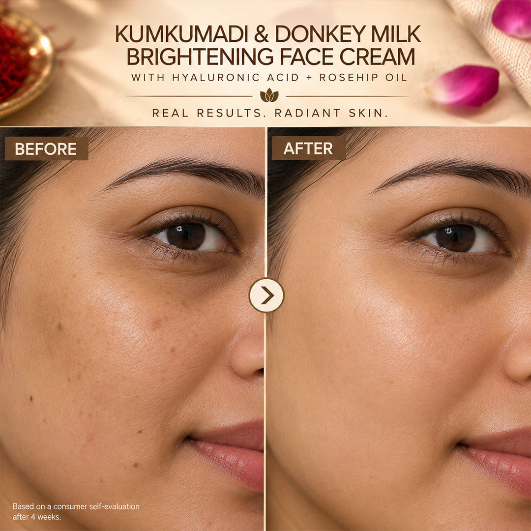 Kumkumadi & Donkey Milk Brightening Face Cream with Hyaluronic acid + Rosehip oil