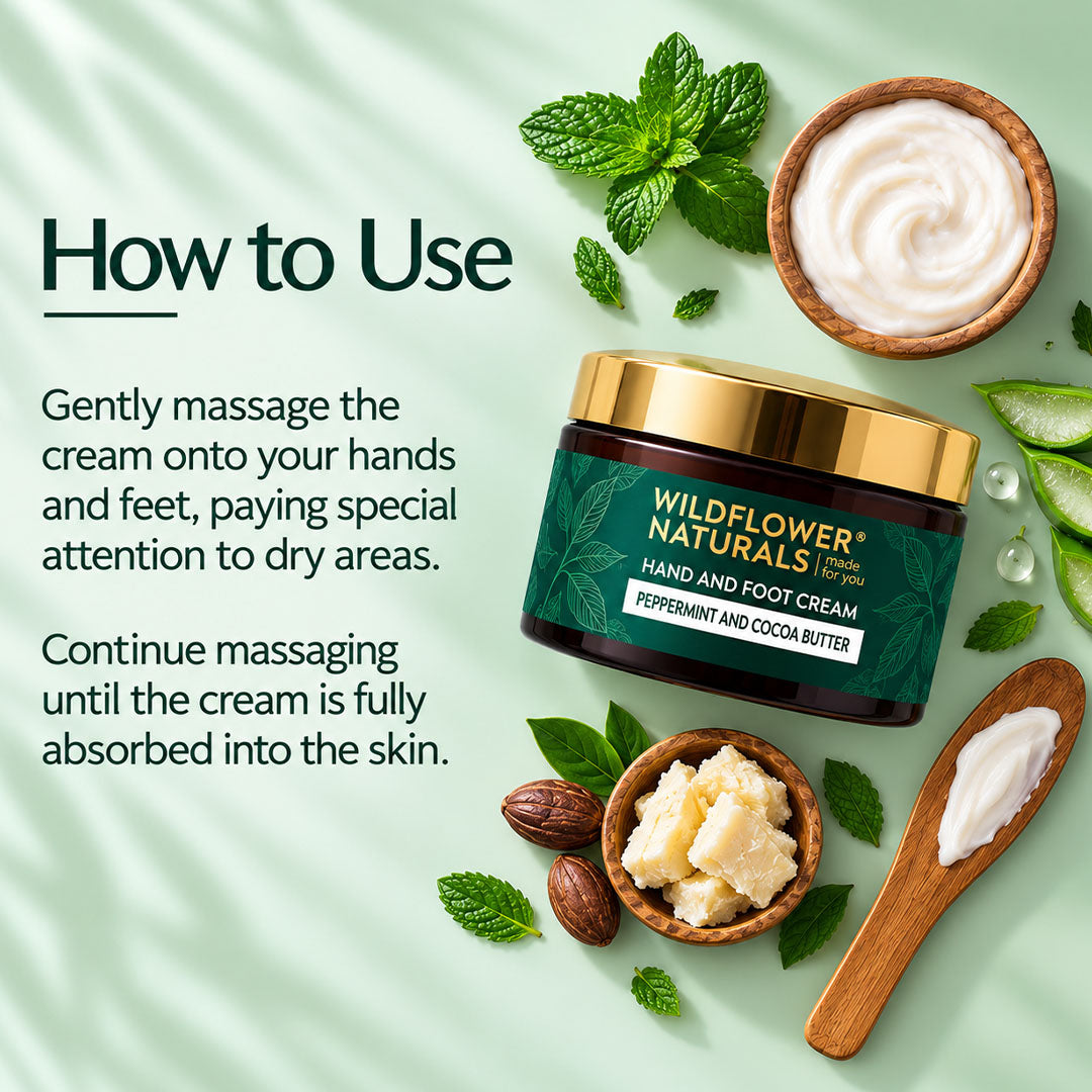 Hand and Foot Cream with Peppermint and Coco Butter - Wildflower Naturals
