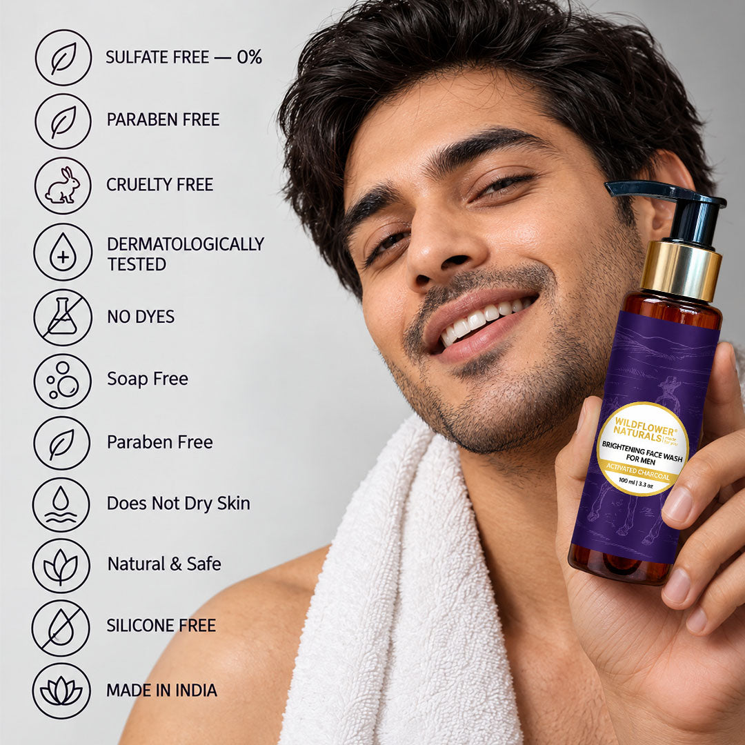 Brightening Face Wash for Men with Activated Charcoal - Wildflower Naturals