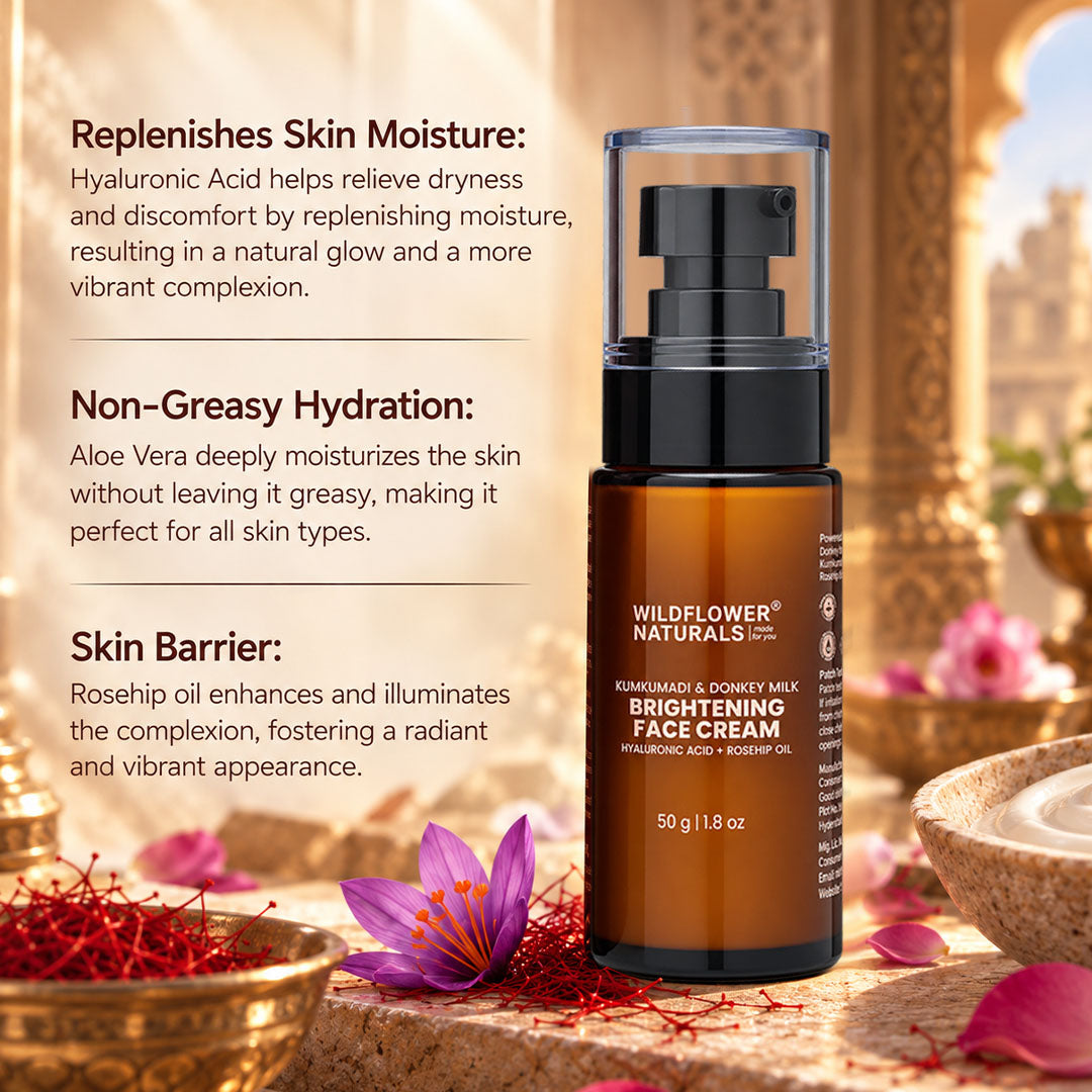 Kumkumadi & Donkey Milk Brightening Face Cream with Hyaluronic acid + Rosehip oil