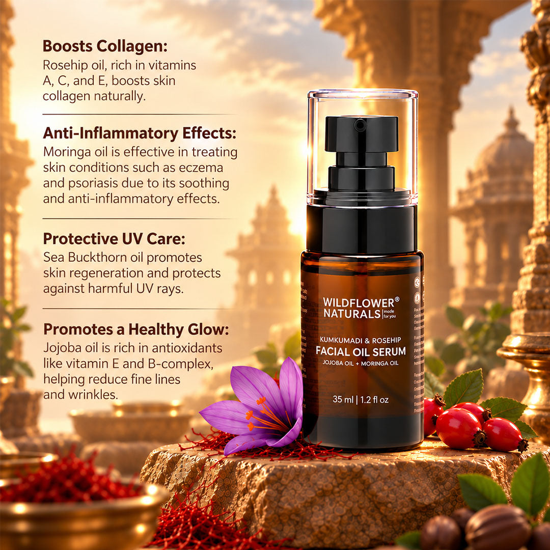 Kumkumadi &  Rosehip Facial Oil Serum with Jojoba oil + Moringa oil