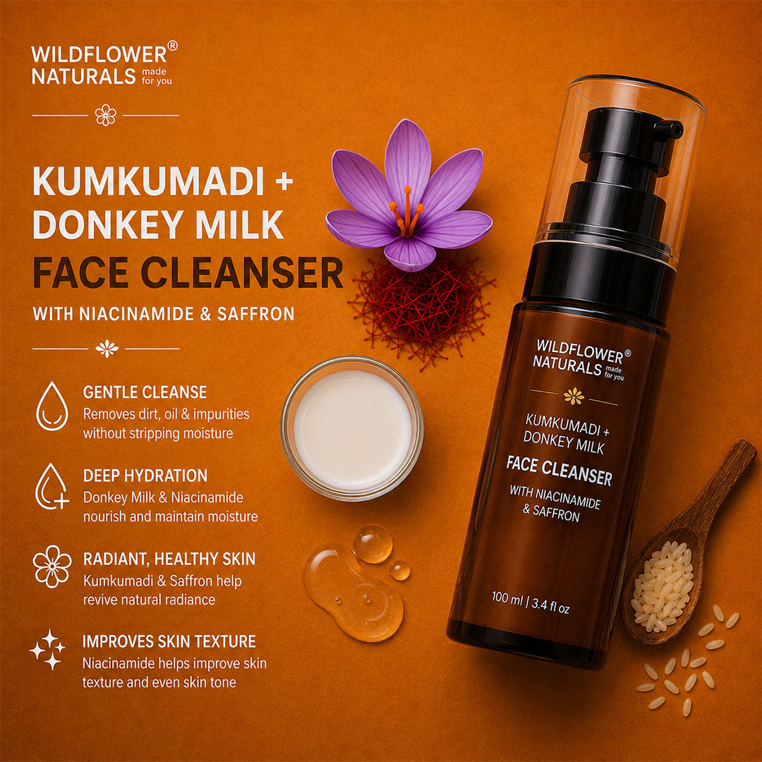 Kumkumadi + Donkey Milk Face Cleanser with Niacinamide & Saffron