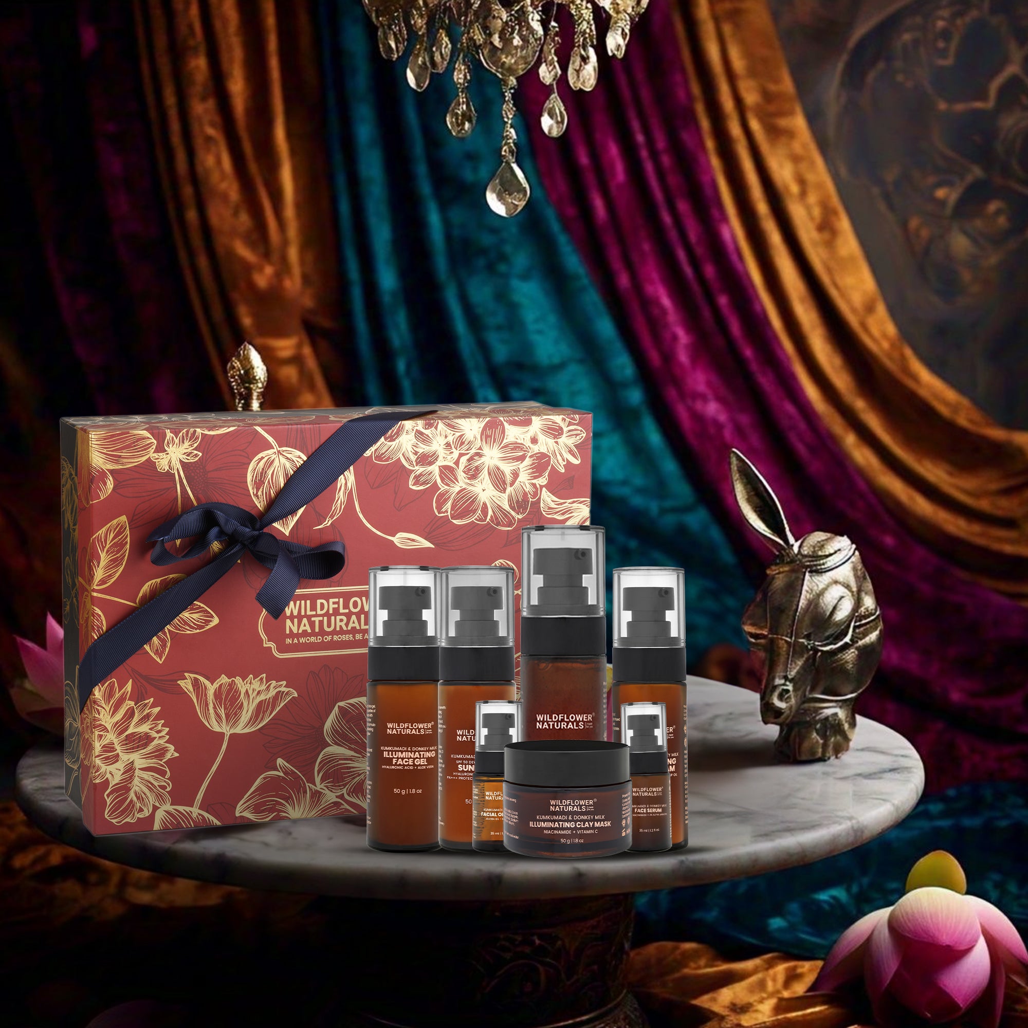 Majestic Glow Ritual with Kumkumadi and Donkey Milk - complete 7 step ultimate glow routine - Wildflower Naturals