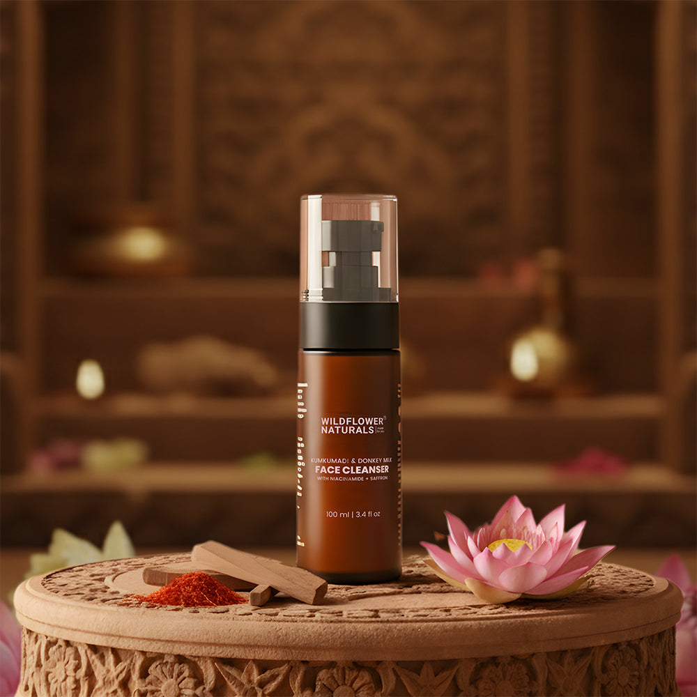 Kumkumadi + Donkey Milk Face Cleanser with Niacinamide & Saffron - Wildflower Naturals